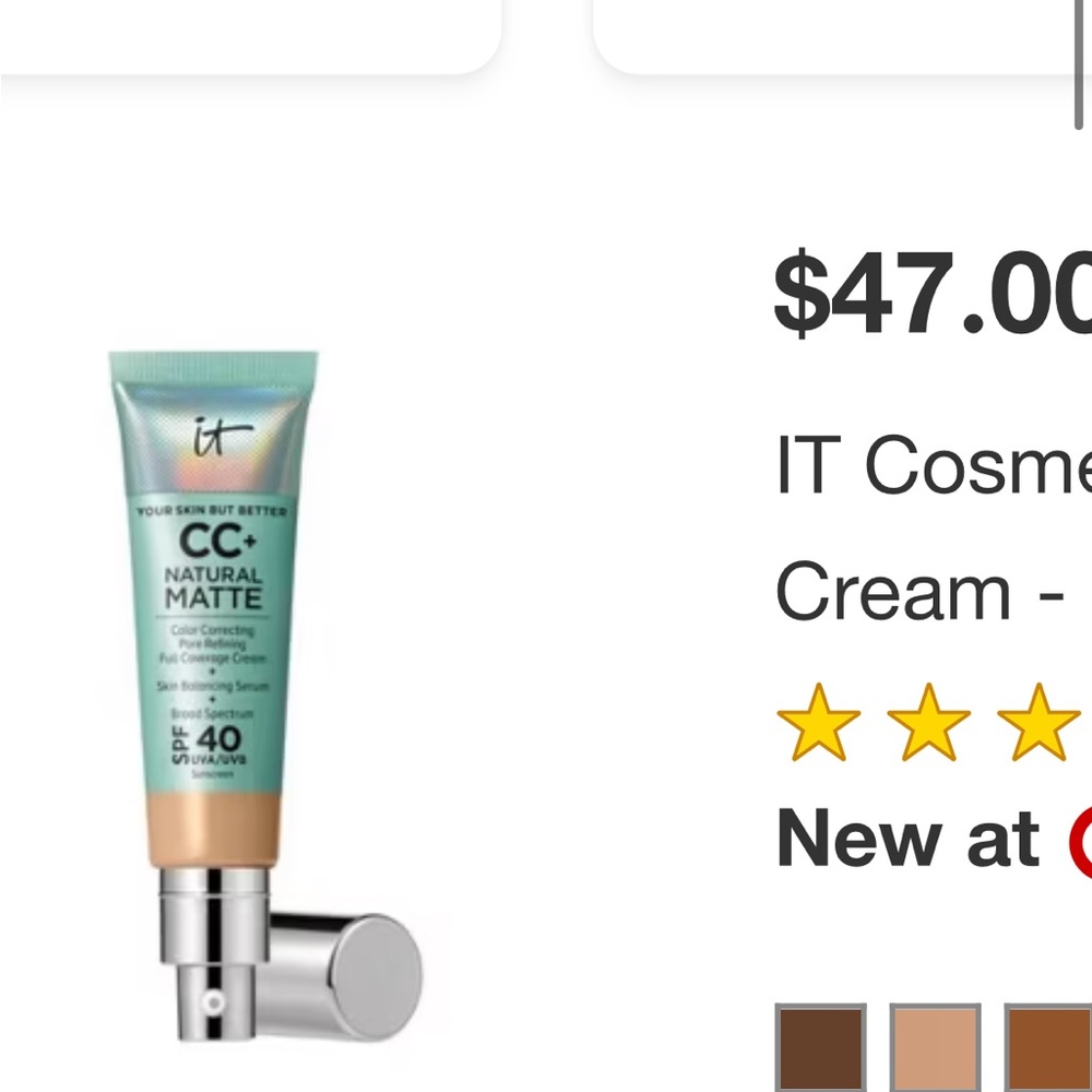 IT Cosmetics CC+ Oil-Free Matte Poreless Finish Full Coverage Cream ~ Fair - Picture 4 of 4